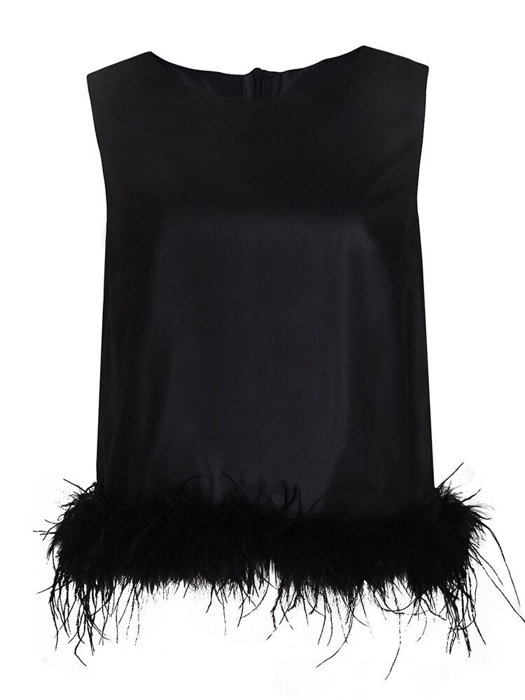 Sleeveless Feather Top-Multiple Options