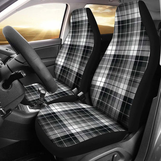 Plaid Car Seat Covers Gray, White, Black Tartan Pattern Seat Covers Set of 2 Plaid Car Accessories Universal Fit Bucket Seat Pro