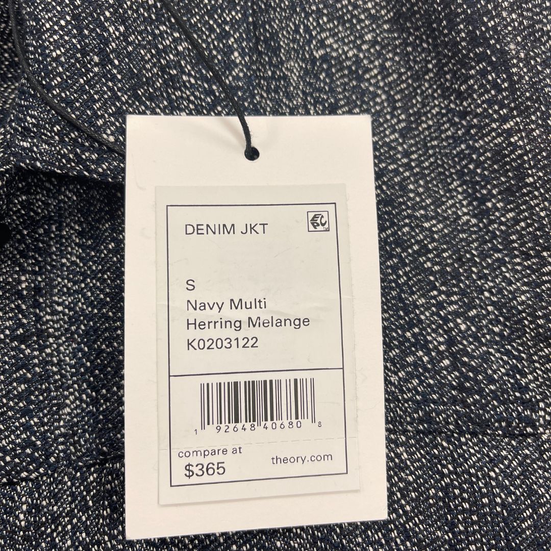 Theory Melange Trucker Jacket-Navy Multi NWT