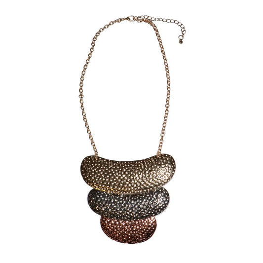 Three Tier Hammered Necklace-Multi EUC