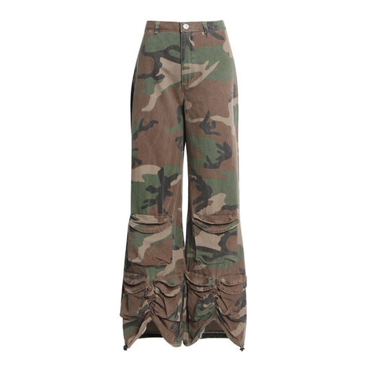 High Waist Wide Leg Pants-Camouflage