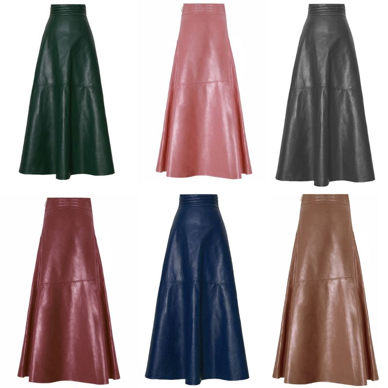 Faux Leather High Waist Midi Skirt-Multiple Options