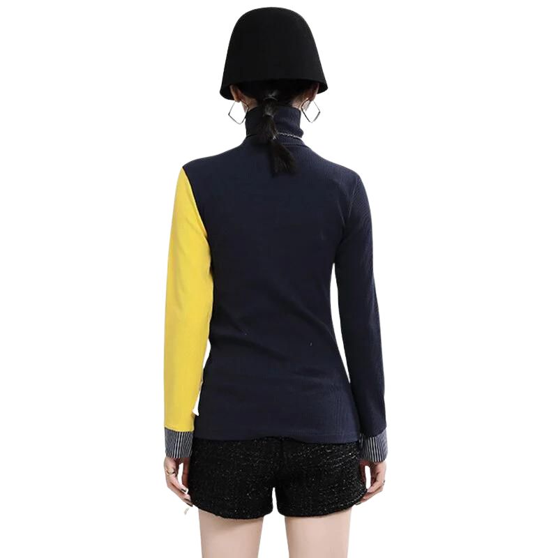 Long Sleeve Turtleneck Lace Up Bowknot Sweater-Multi