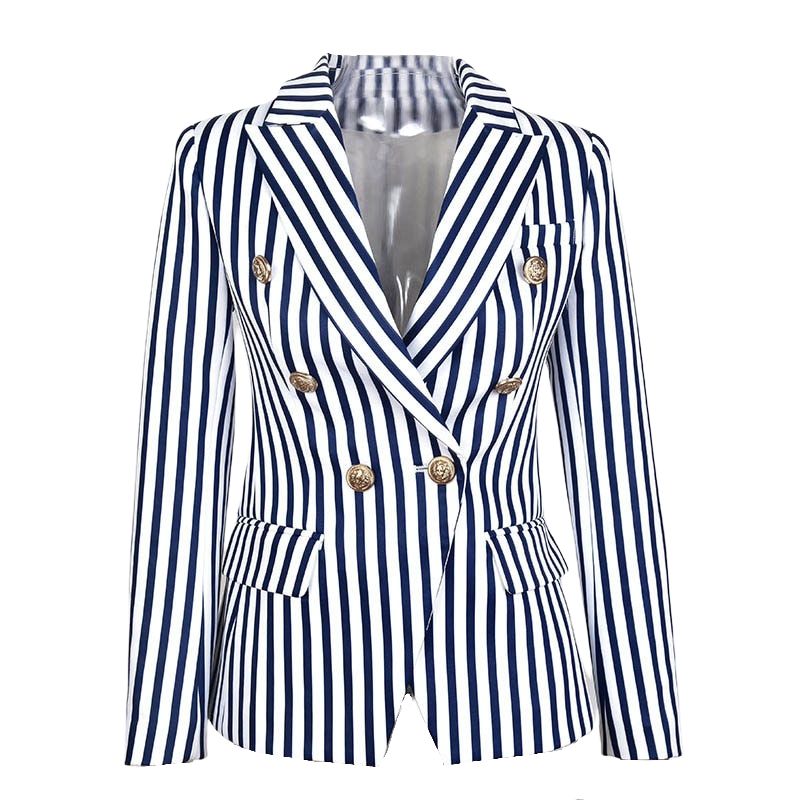 Striped Blazer Jacket-Black/Blue
