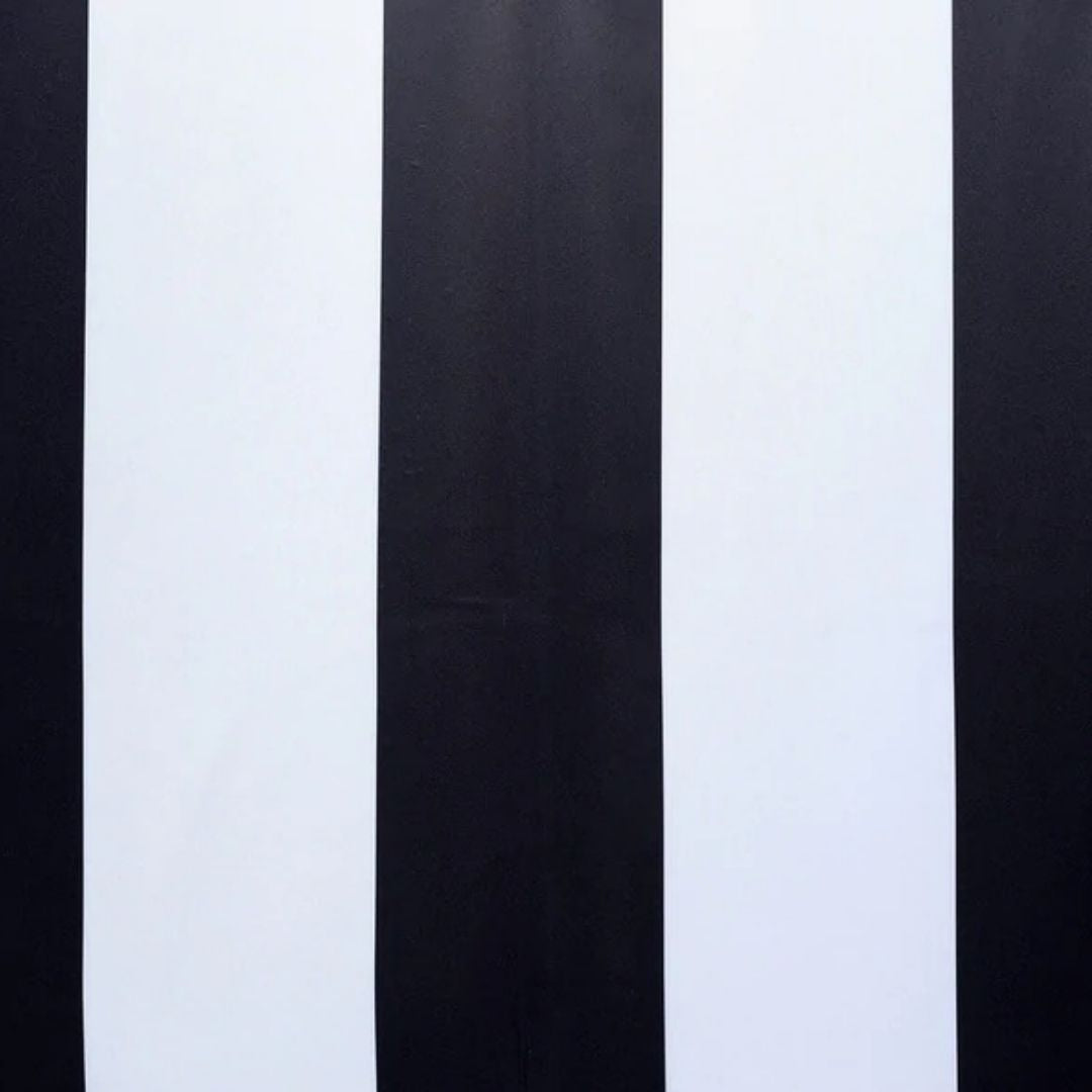 Exclusive Fabrics Awning Black & Fog White Stripe GR Blkt Curtain Pair - 50 x 120
