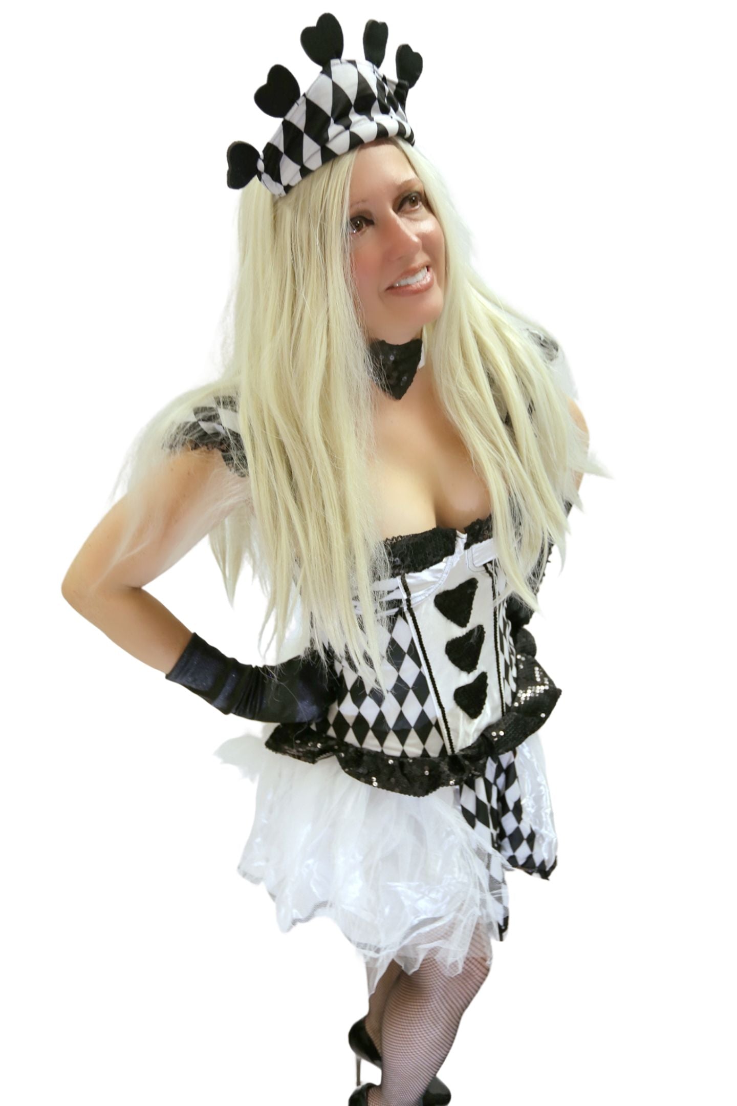 Chess Queen Costume-Medium with Elbow Length Satin Gloves