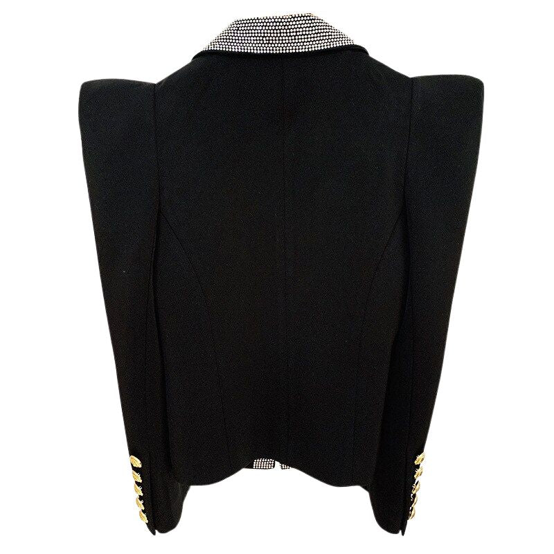 Peak Shoulder Blazer Jacket-Black