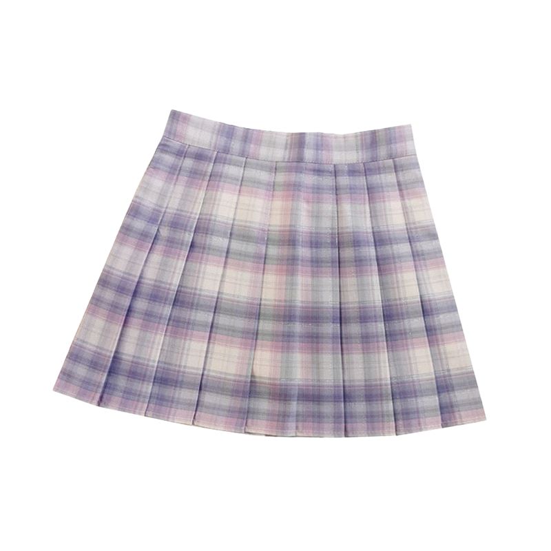 High Waist Pleated A-line Skirts-Purple/Multiple Options