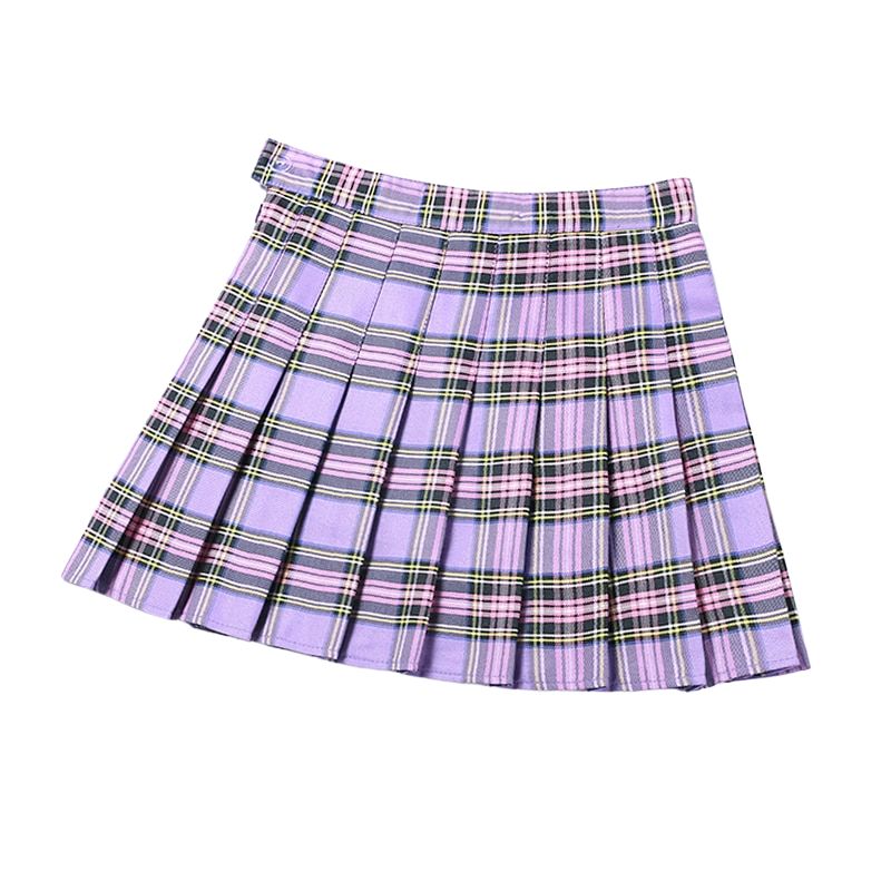 High Waist Pleated A-line Skirts-Purple/Multiple Options