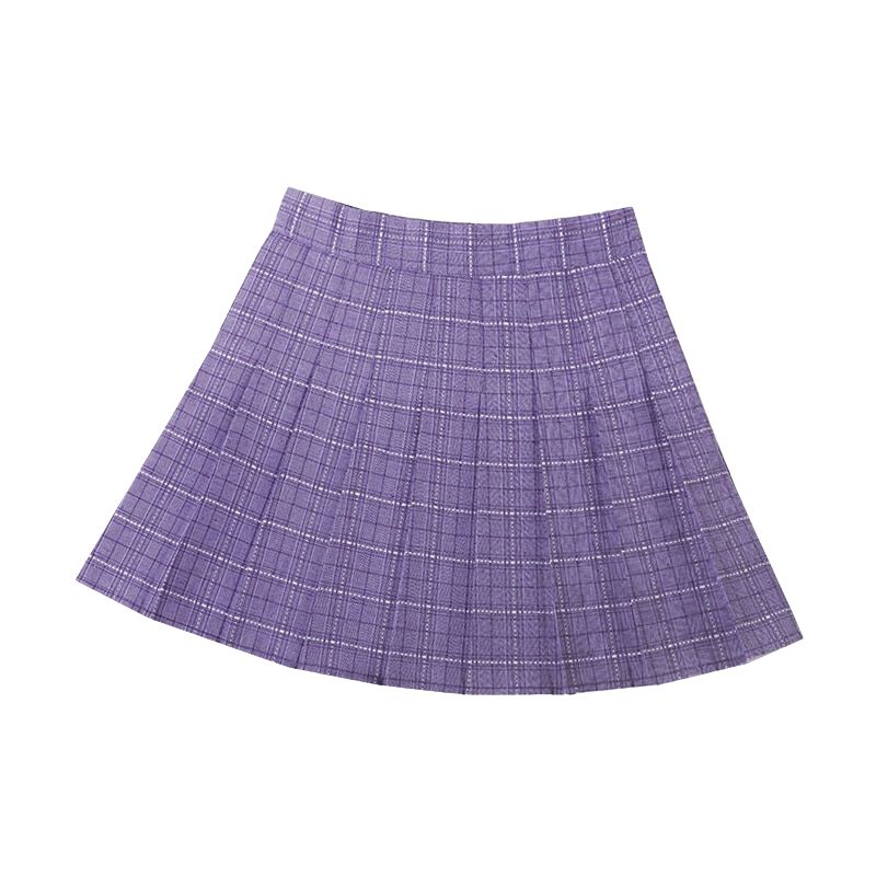 High Waist Pleated A-line Skirts-Purple/Multiple Options