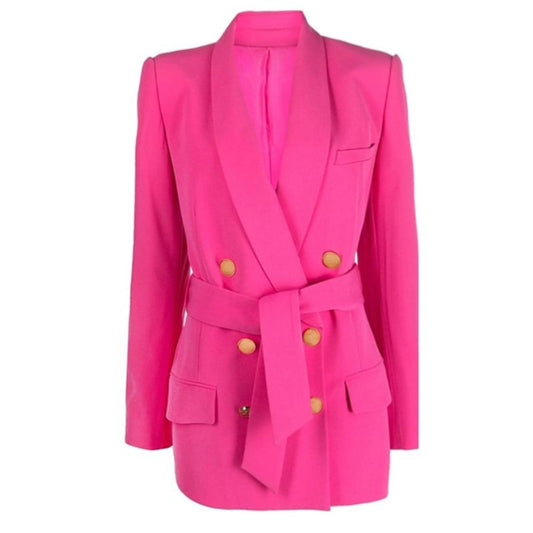 Double Breasted Blazer Jacket-Hot Pink