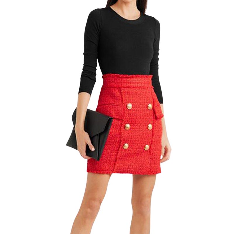 Red Tweed Mini Skirt