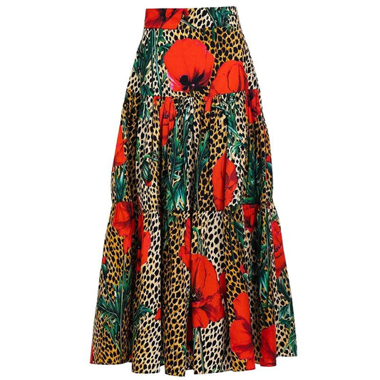 Moaa Yina Animal Print Floral Skirt