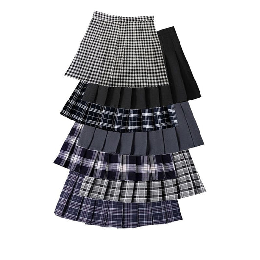 High Waist Pleated A-line Skirts-Black/White/Multiple Options