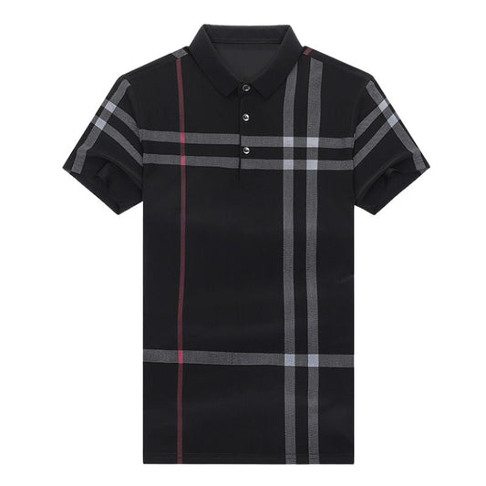 Plaid Short Sleeve Breathable Polo Shirt Men-Multiple Options