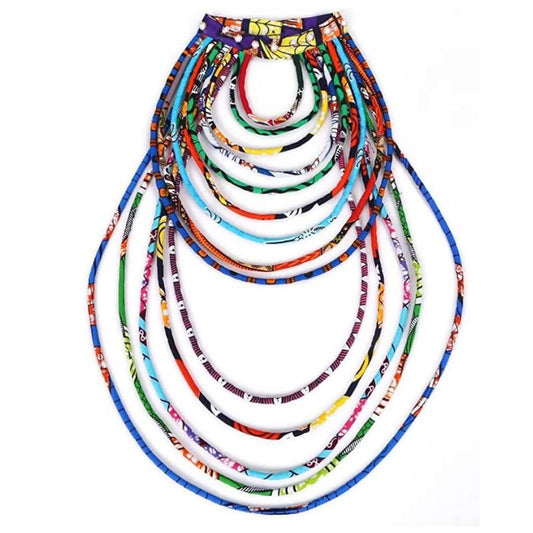 VLISE African Ankara Necklace Wax Print Fabric Colorful Necklace Shawl African Ankara Handmade Necklace Tribal Jewelry NWT