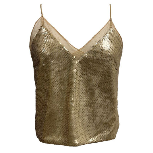 Forever 21 Sequin Crop Top-Gold EUC