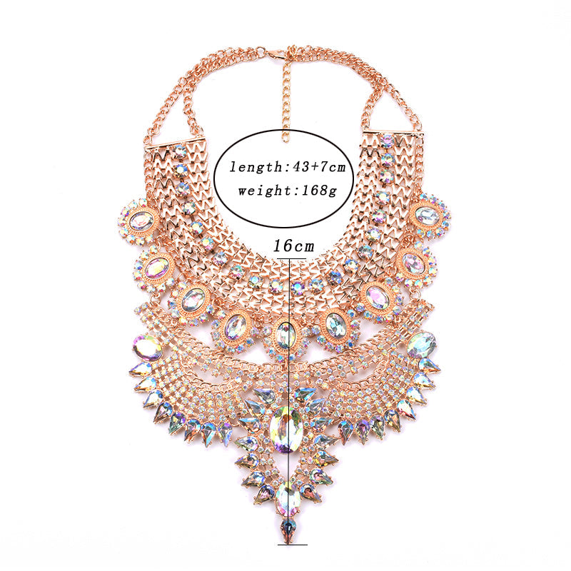 Large Statement Choker Collar Necklace - Gold/Black-Multiple Color Options Available