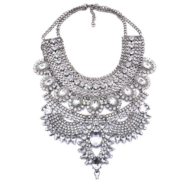 Large Statement Choker Collar Necklace - Gold/Black-Multiple Color Options Available