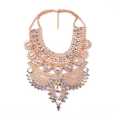 Large Statement Choker Collar Necklace - Gold/Black-Multiple Color Options Available