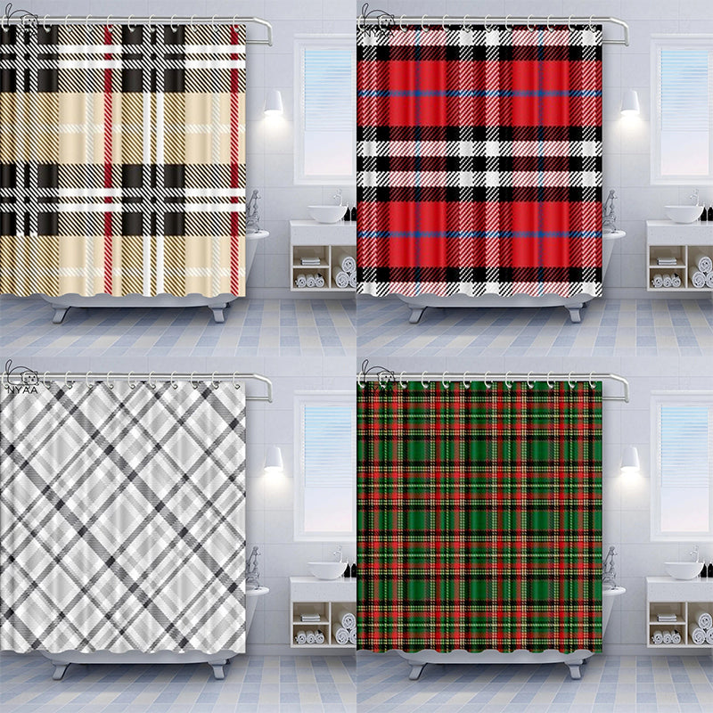 Geometric British Plaid Shower Curtain-Multiple Options