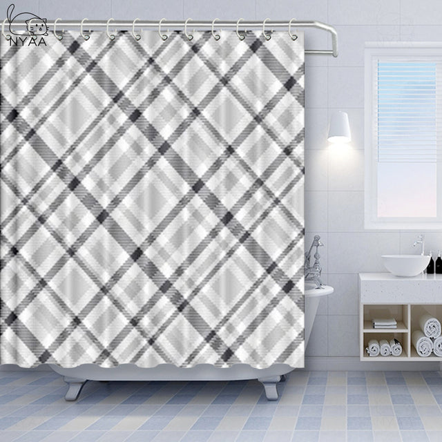 Geometric British Plaid Shower Curtain-Multiple Options