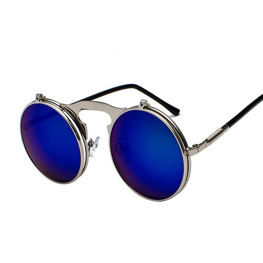 Oulylan Vintage Steampunk Flip Retro Round Metal Unisex Sunglasses UV400 NWT
