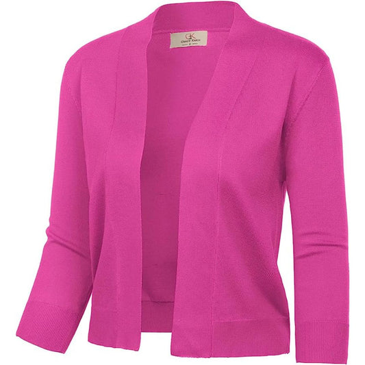 GRACE KARIN Women’s 3/4 Sleeve Knit Cropped Cardigan Sweaters Open Front Bolero Shrugs Coat Tops
