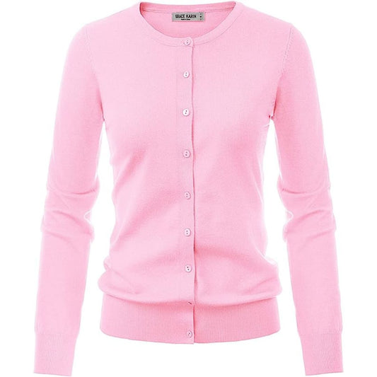 GRACE KARIN Women’s Classic Long Sleeve Knit Cardigan Sweaters Casual Open Front Button Down Cardigan