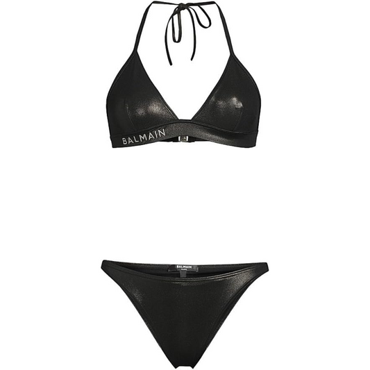 Balmain Metallise Triangle Bikini Set