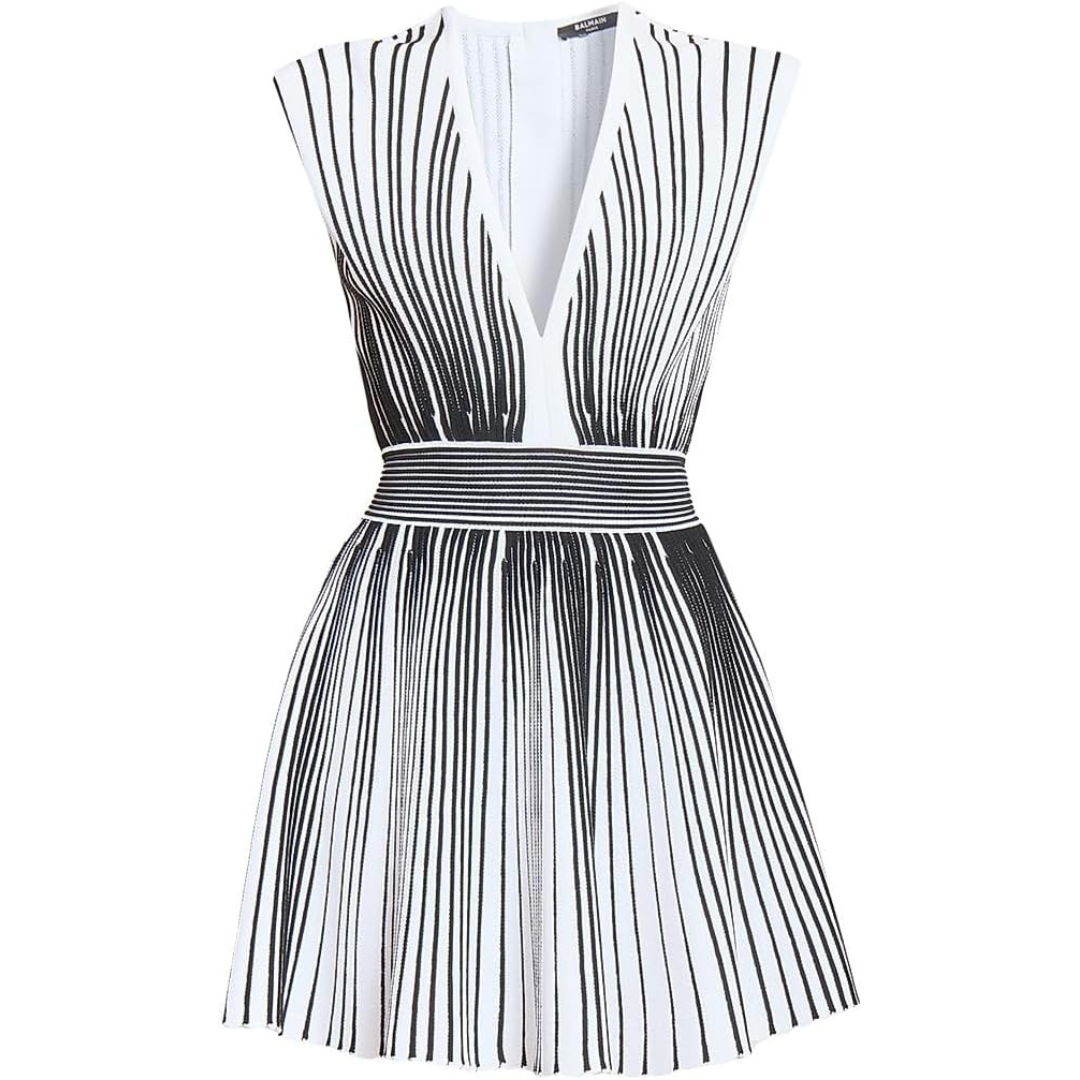 balmain black and white striped dress Balmain Dress with striped pattern