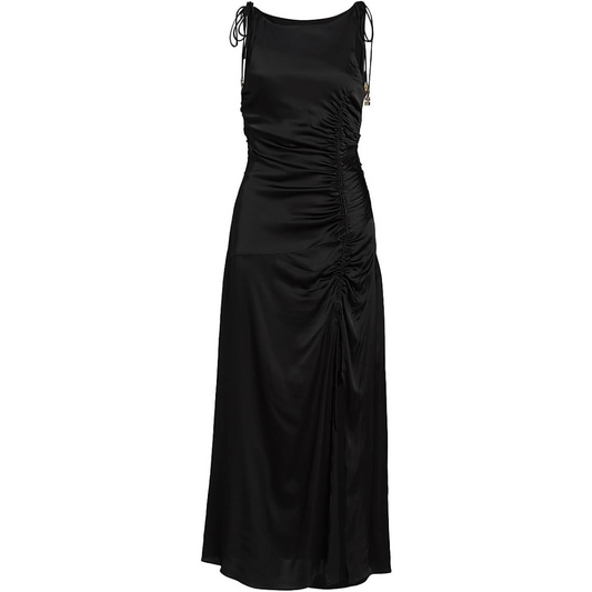 Ganni Satin Gathered Maxi Dress