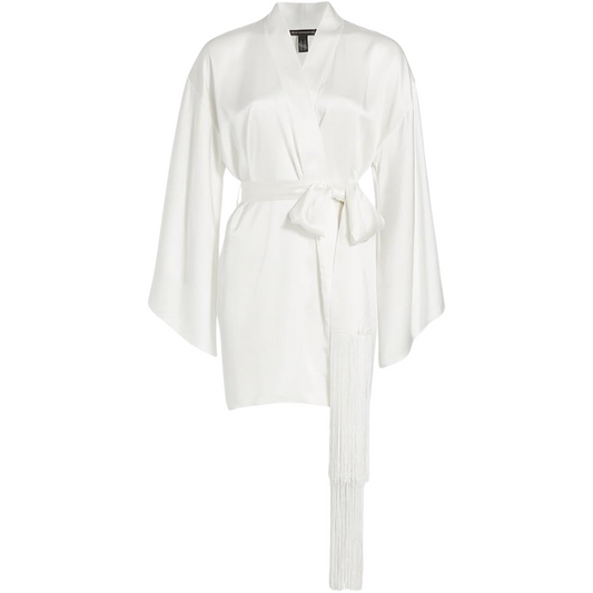 Kiki de Montparnasse Silk Belted Robe-Ivory