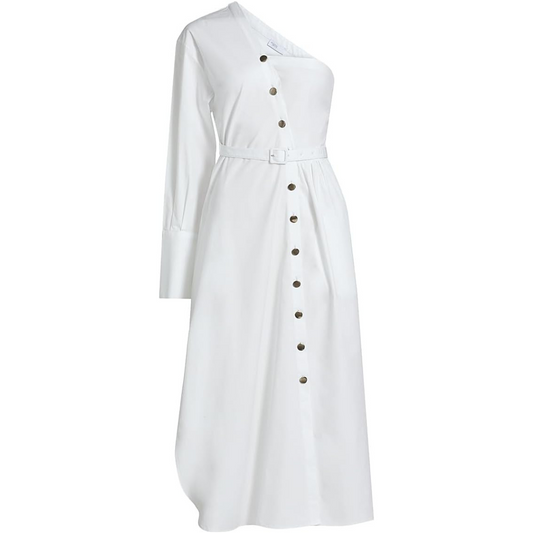 Rosetta Getty Asymmetric One-Shoulder Shirtdress