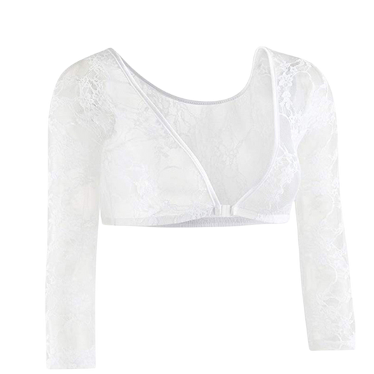 Women's Basic 3/4 Length Slip-On Lace Sleeves-White