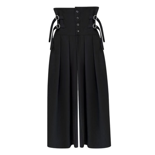 High Waist Wide Leg Black Pants-Black