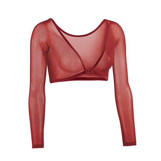 Long Sleeve Sheer Mesh Crop Top-Multiple Options