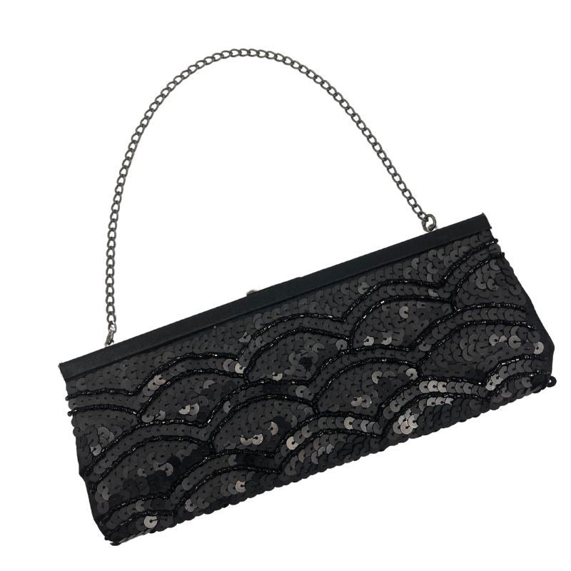Banana Republic Sequin Wristlet Clutch Handbag -Black