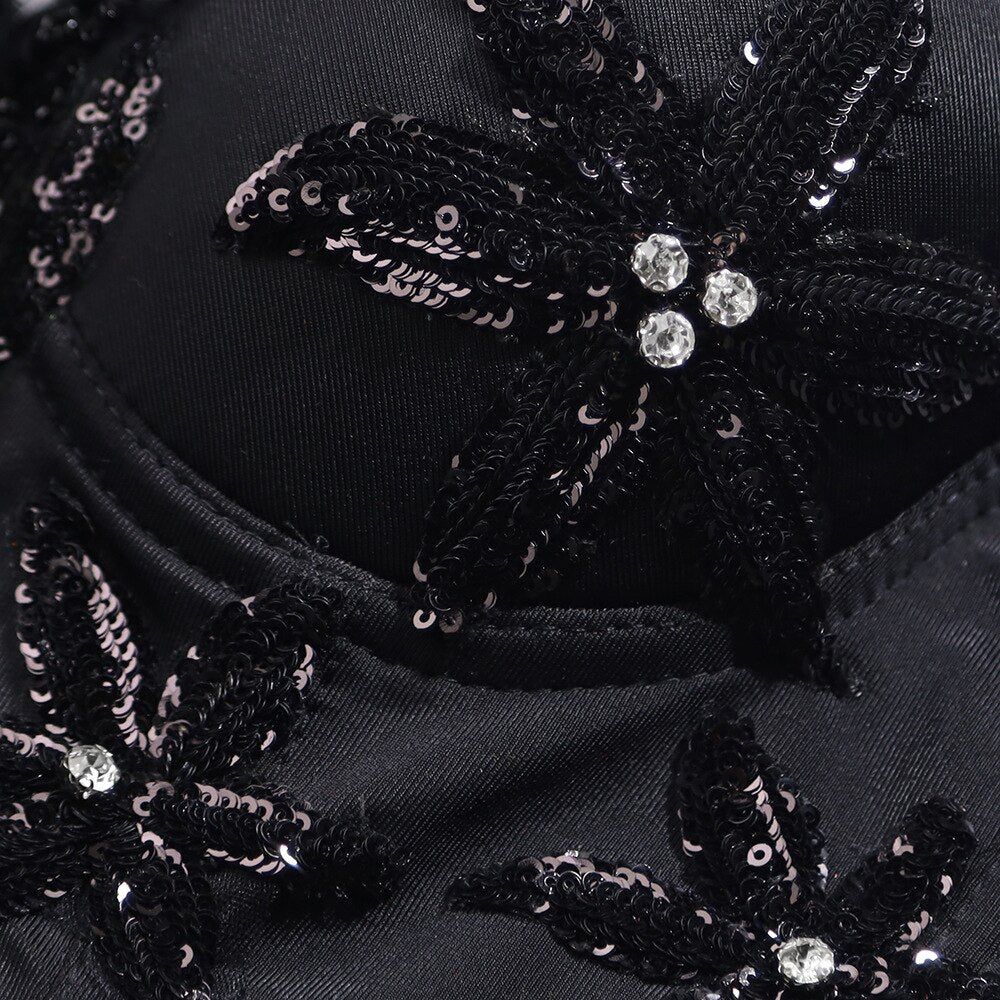 Sequin Corset Crop Top-Black