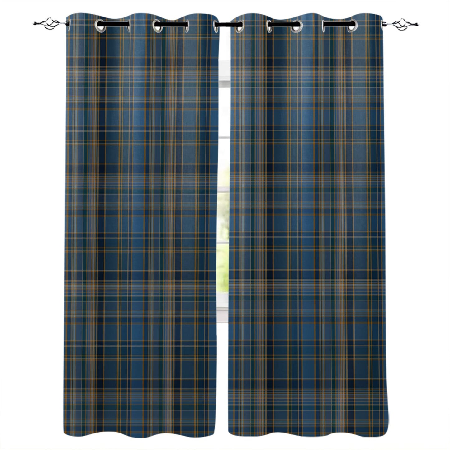 Plaid Window Curtain Drapes-Multiple Options