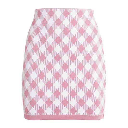 Pink Plaid Skirt