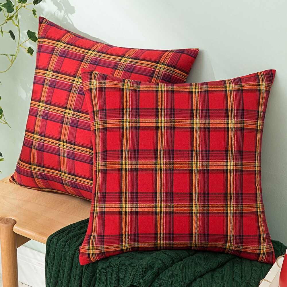 Plaid Xmas Pillow Covers-Multiple Options