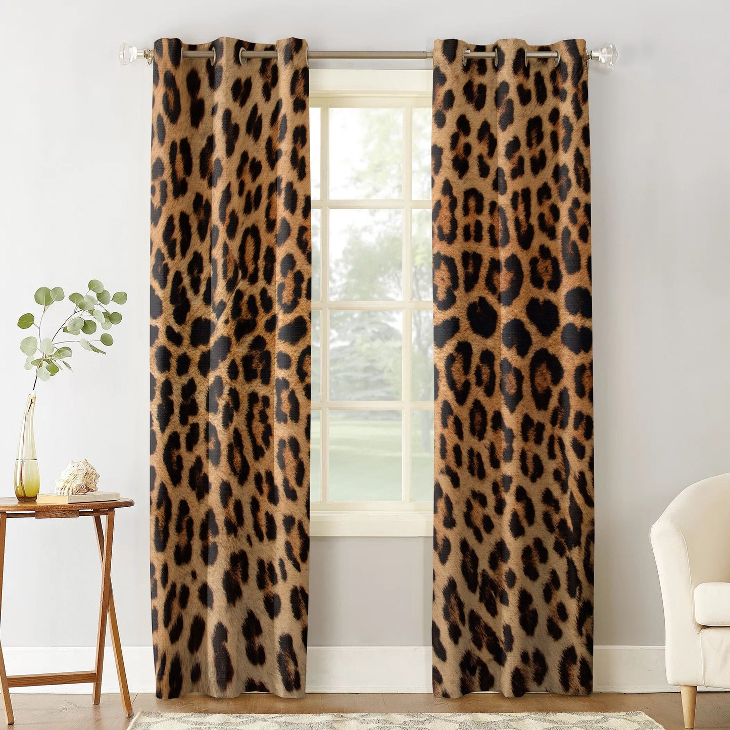 Leopard Print Window Curtain Drapes-Multiple Options
