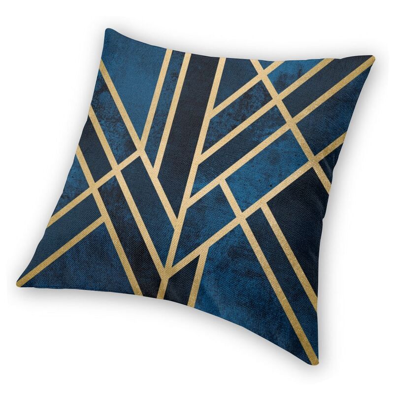 Navy Blue Gold Midnight Geometric Abstract Pattern Throw Pillow Cushion Cover-Multiple Options