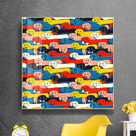 Kawaii Creative Colored Dog Canvas Wall Art Print-Multiple Options