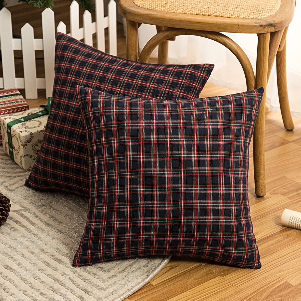 Plaid Xmas Pillow Covers-Multiple Options