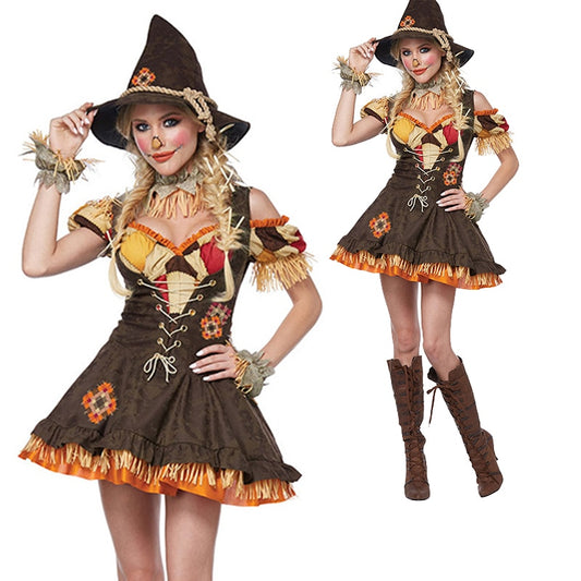 Scarecrow Cosplay Costume-Gray/Green