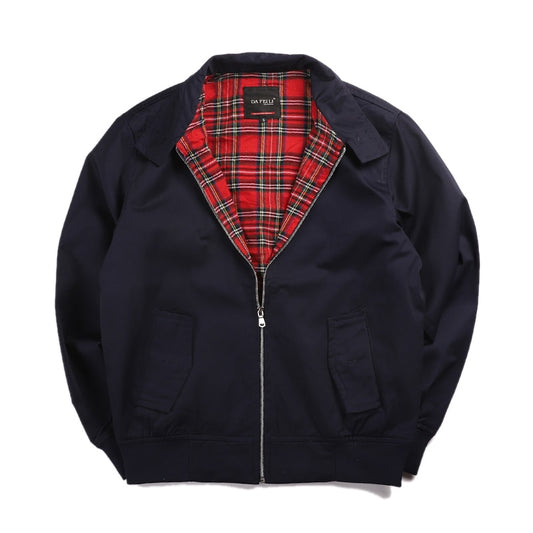 Vintage Classic Bomber Coat Jacket-Blue/Black