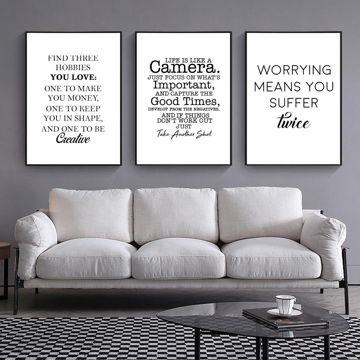 Black and White Motivational Art Prints-Multiple Options