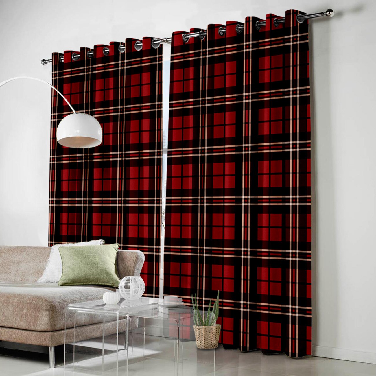 Plaid Curtain Drapes-Multiple Options